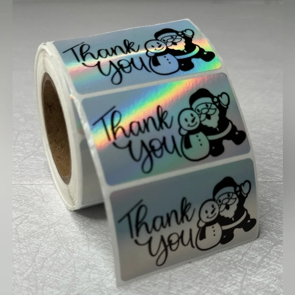 100 Thank You Christmas Stickers, Envelope Seals, Labels, Tags, Stamps,2.25